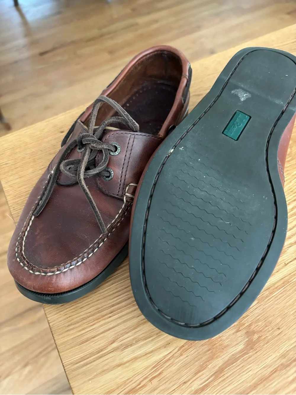 L.L. Bean Brown Leather Moc-Toe Boat Shoes